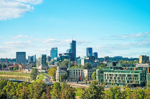 Financiële wijk met wolkenkrabbers in Vilnius, Litouwen.