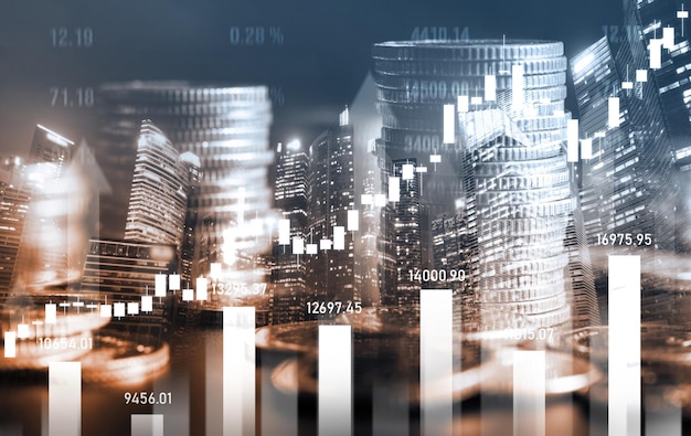 Financiën en geld technologie achtergrond concept van zakelijke welvaart en activa