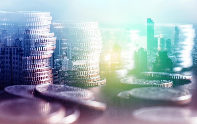 Financiën en geld technologie achtergrond concept van zakelijke welvaart en activa