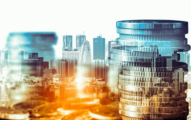 Financiën en geldtechnologie achtergrondconcept van zakelijke welvaart en activa