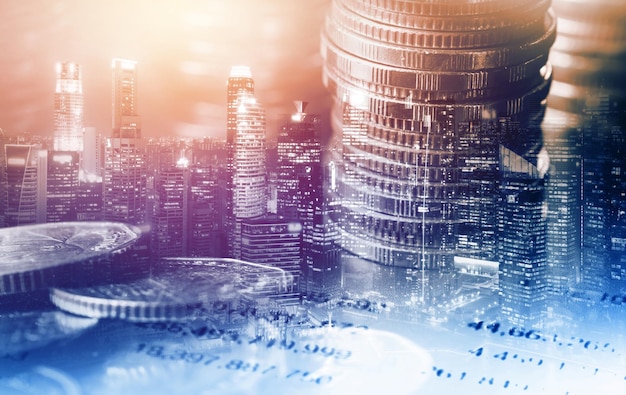 Financiën en geldtechnologie achtergrondconcept van zakelijke welvaart en activa
