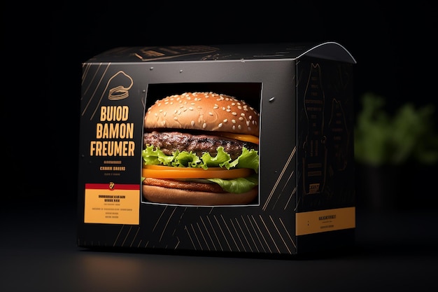 Find a burger packaging mockup with very realistic images