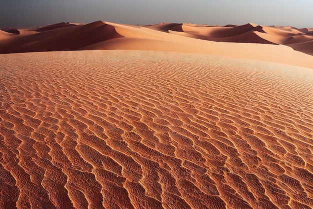 Fine corrugated sand in dry desert dunes