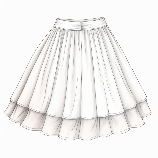 Photo fine and detailed illustration of a white skirt with transparent layers