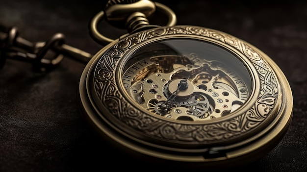 Fine details on a vintage pocket watch AI generated