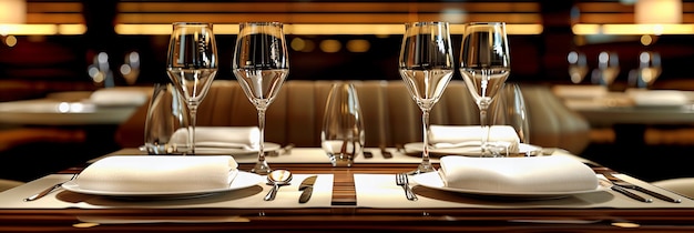 Fine Dining Elegance Luxurious Dinner Table Setting in a Chic Restaurant Where Culinary Arts Meet Sophisticated Decor