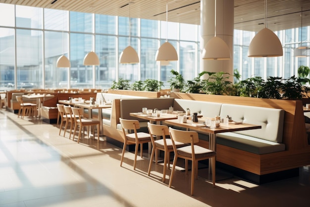 Fine dining restaurant with large windows and natural lighting
