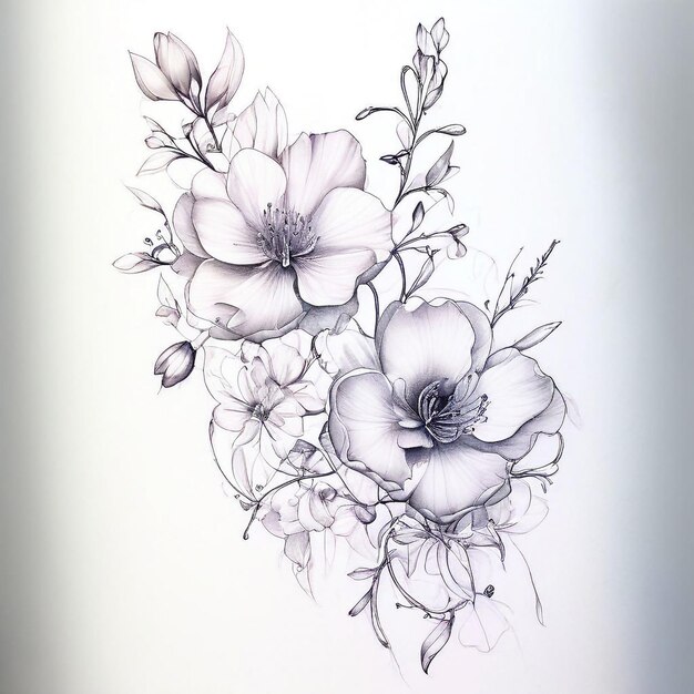 Fine and elegant floral tattoo sketch ideas