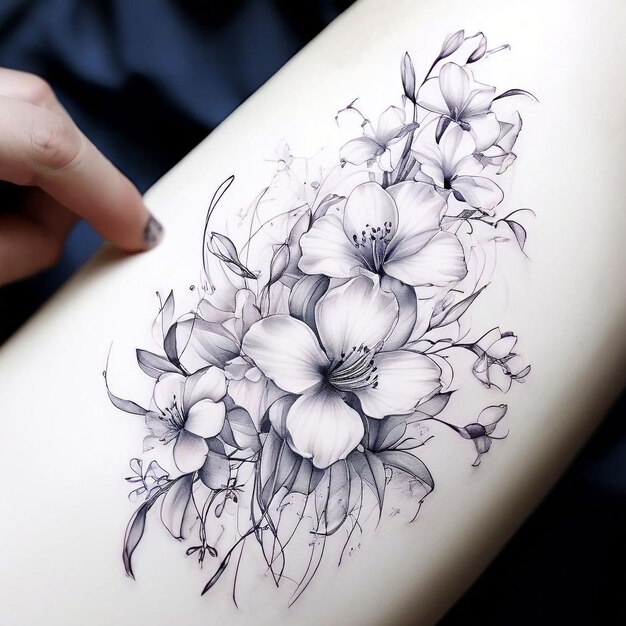 Fine and elegant floral tattoo sketch ideas