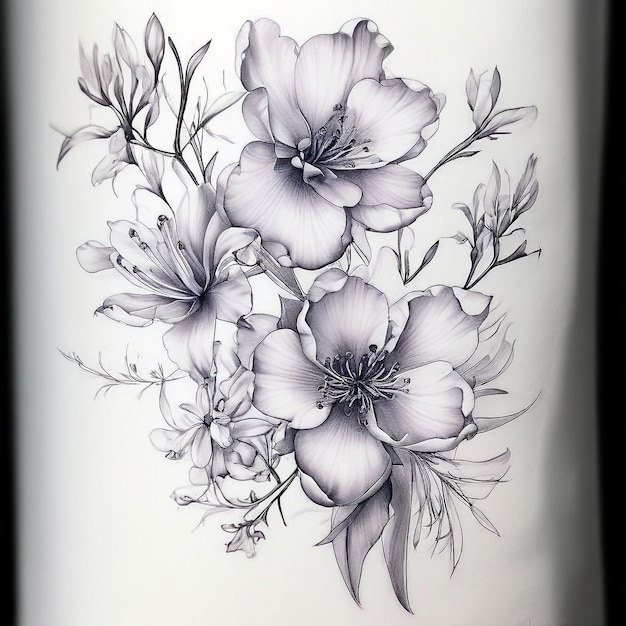 Fine and elegant floral tattoo sketch ideas