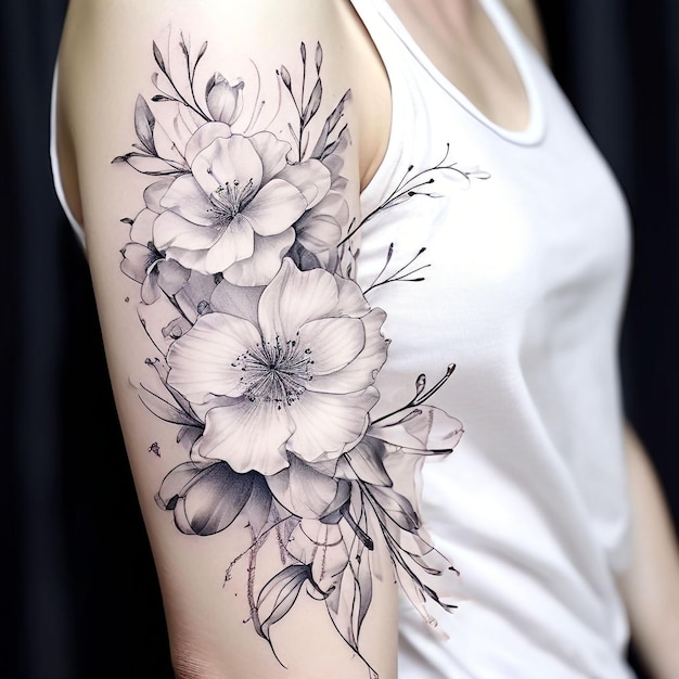 Fine and elegant floral tattoo sketch ideas