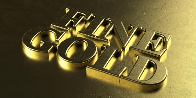 Photo fine gold gold color text on luxury golden background 3d illustration