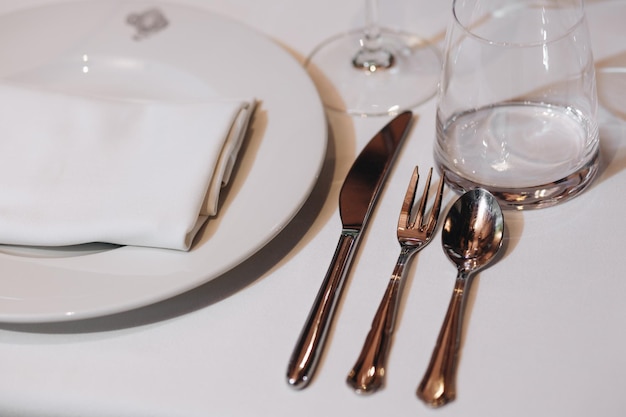 Fine restaurant dinner table place setting