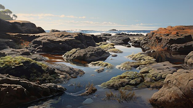 Fine textures of a coastal tide pool landscape