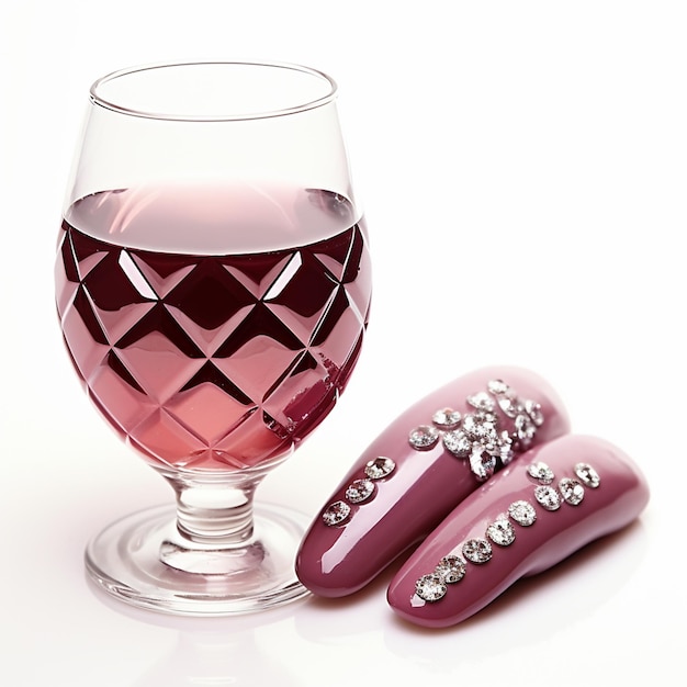 fine wine colour with nail decorations