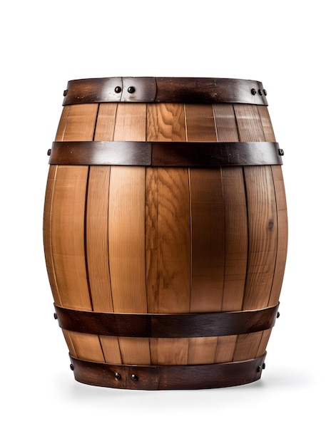 A fine wooden barrel isolated on white background