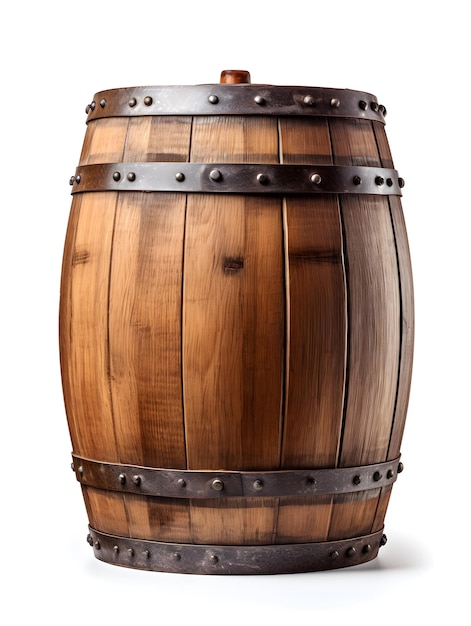 A fine wooden barrel isolated on white background