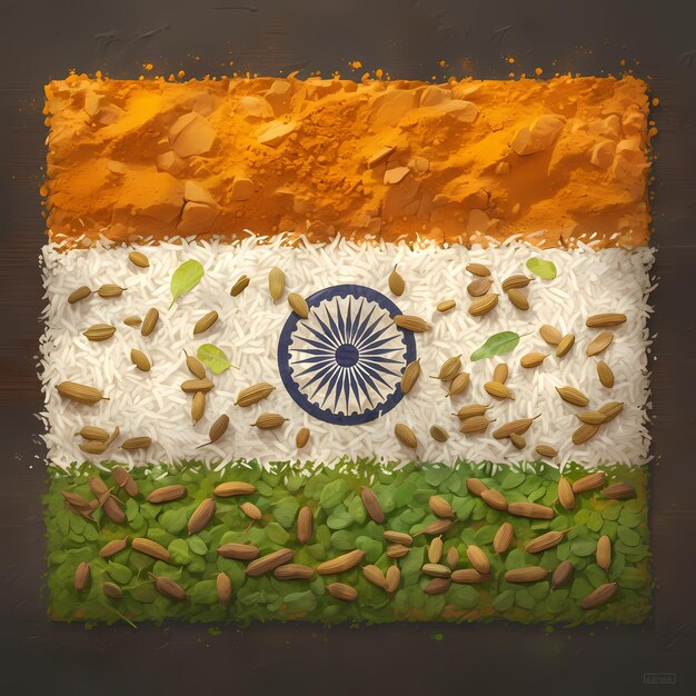 Finely Detailed Indian Cuisine Iconic Rice Flag
