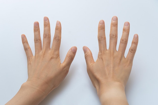 Finger gestures in various actions on a white background