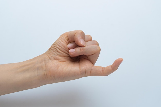 Finger gestures in various actions on a white background