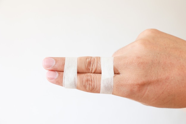 Finger injuries,buddy finger splint, finger straight with side\
finger.