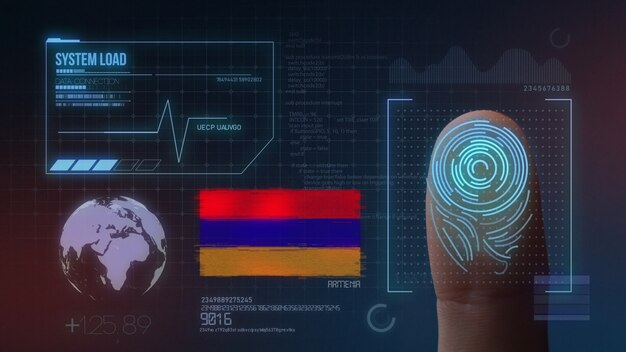 finger print biometric scanning identification system. armenia nationality 