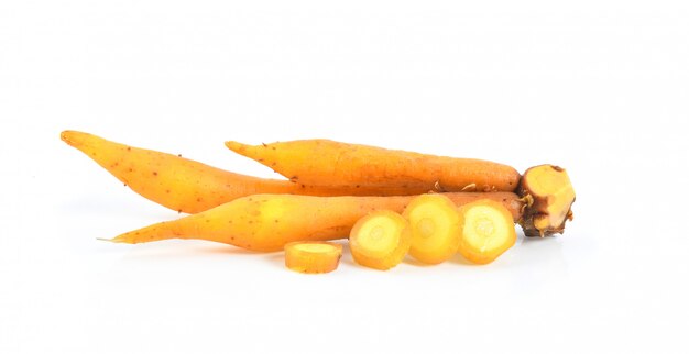 Finger root (Krachai) Thai herb isolated on white surface