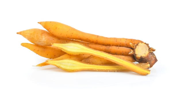 finger root (Krachai) Thai herb on white background