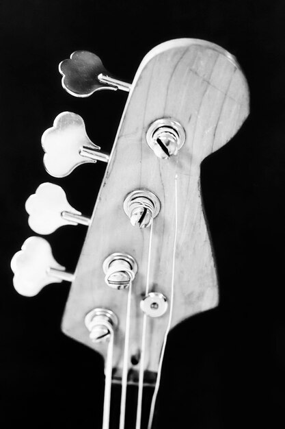 Foto la tastiera della chitarra foto in bianco e nero
