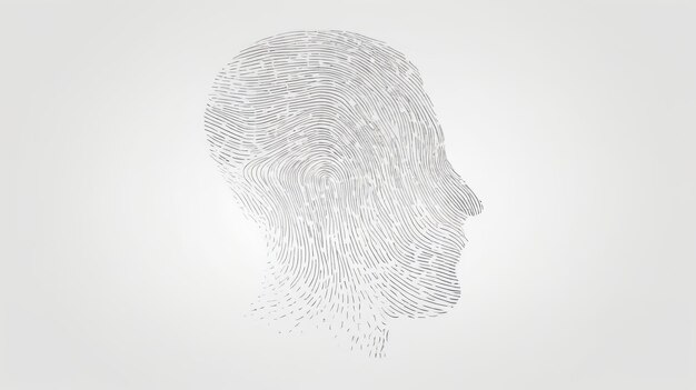 Fingerprint of a Persons Head on White Background