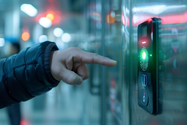 Photo a fingerprint scanner being used to access a secur generative ai