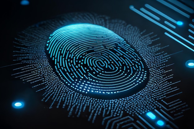 Fingerprint scanning biometric identification and security login Generative AI