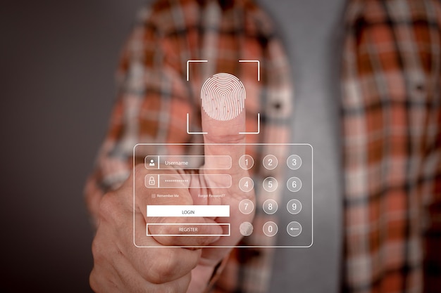 fingerprint scanning provides secure access with the protection system cyber security scanning allows access input username and password for or technology security system and prevent hacker