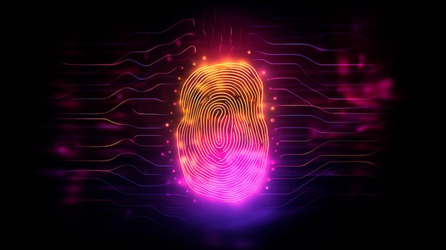 fingerprint with fingerprint vector illustration on black background