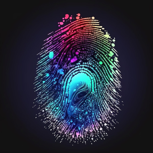 Fingerprints biometric illustration in vibrant colors and isolated background.