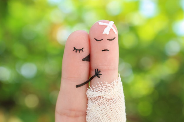 Photo fingers art of displeased couple