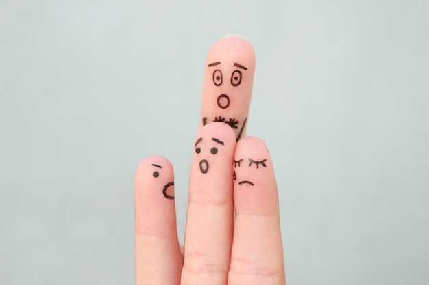 Fingers art of family during a quarrel