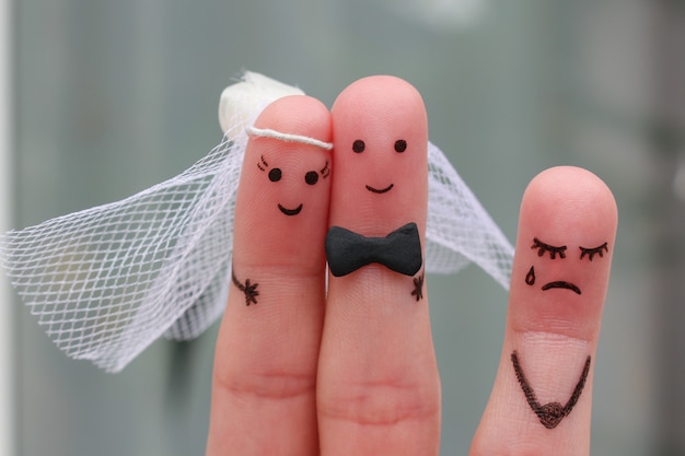 Fingers art of Happy couple to get married. 