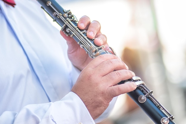 Fingers of a clarinet player