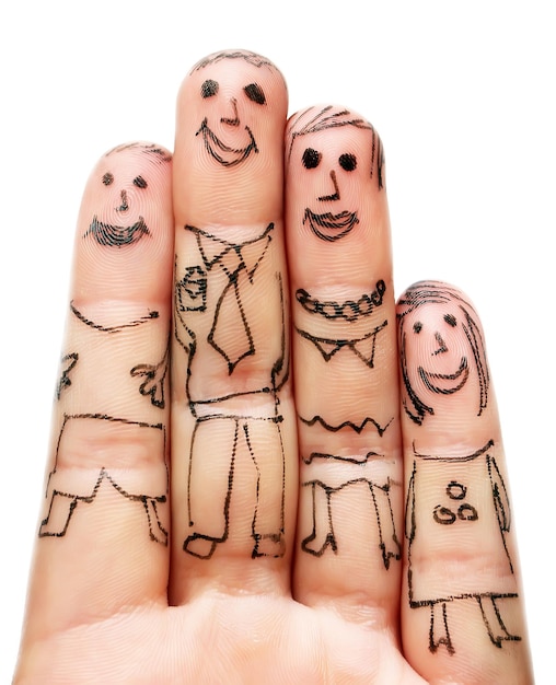 Photo fingers family isolated on white background