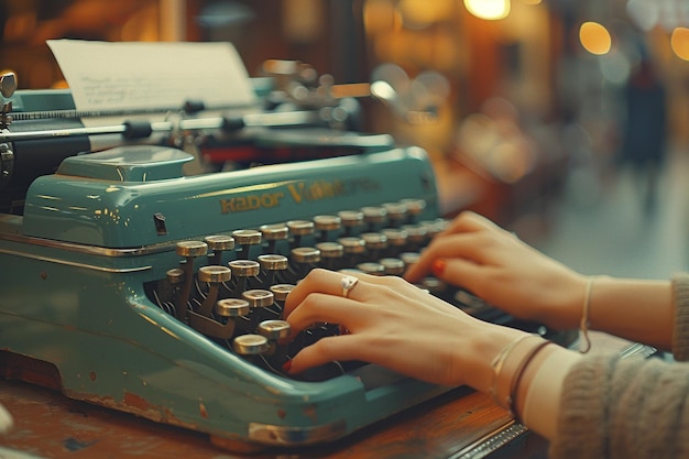 Fingers typing on an old typewriter