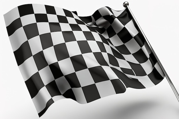 Finishing checkered flag on white background Generative AI