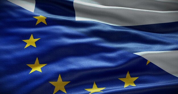 Finland and european union flag background relationship between country government and eu 3d illustration