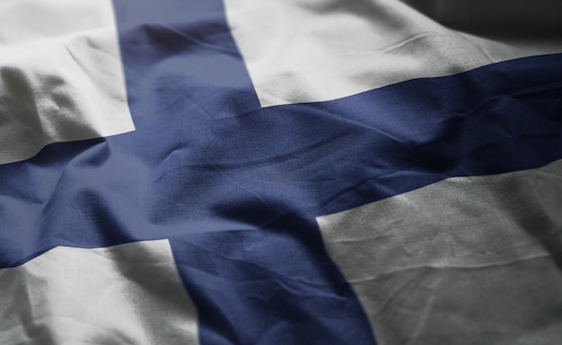 Finland Flag Rumpled Close Up 