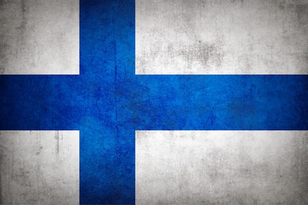 Photo finland flag with grunge texture.