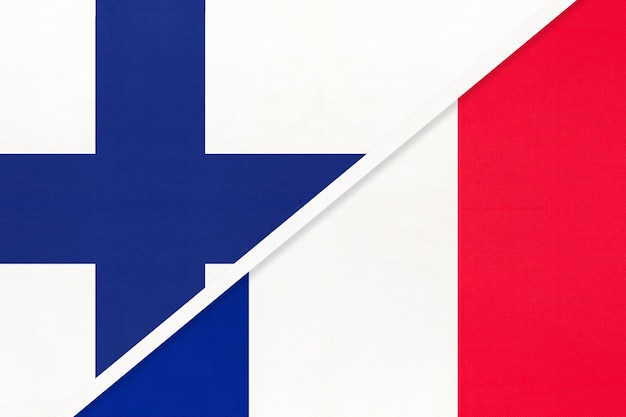 Finland and France symbol of country Finnish vs French national flags