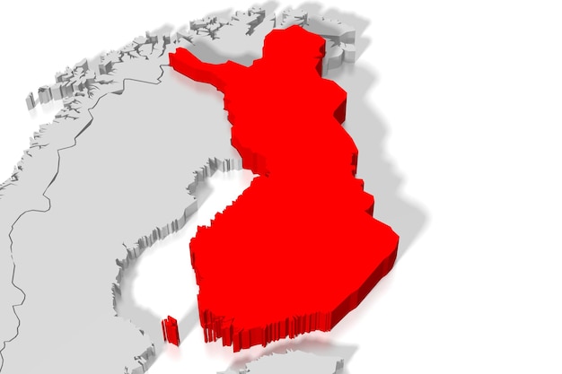 Finland red country shape 3D illustration