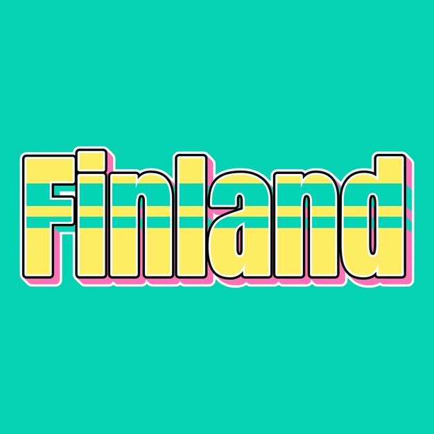 Foto finland typografie vintage 90's 3d-ontwerp gele roze tekst achtergrondfoto jpg