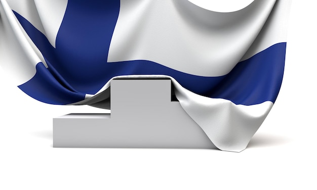Finland vlag gedrapeerd over een wedstrijd winnaars podium d render