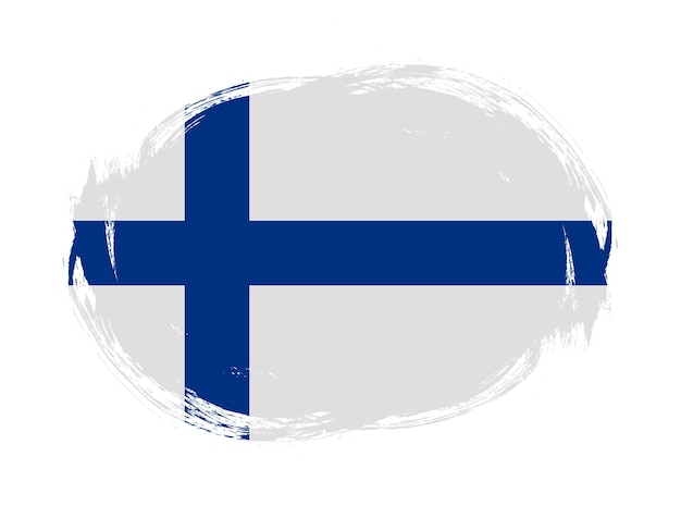 Finland vlag in afgeronde slagborstel achtergrond